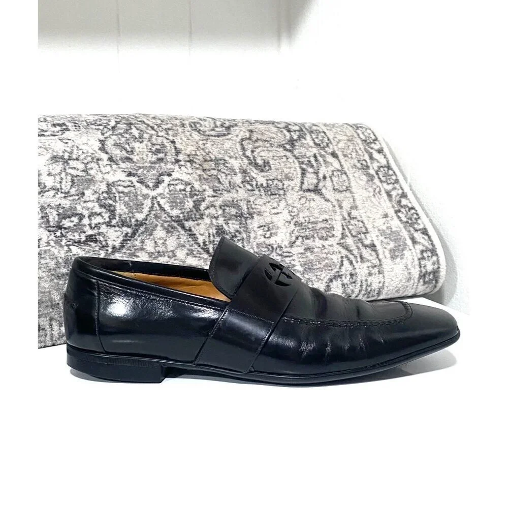 Gucci Men's Leather Loafers Dress Shoes in Black Size 7 1/2